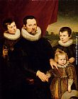 Children Canvas Paintings - Portrait Of A Nobleman And Three Children